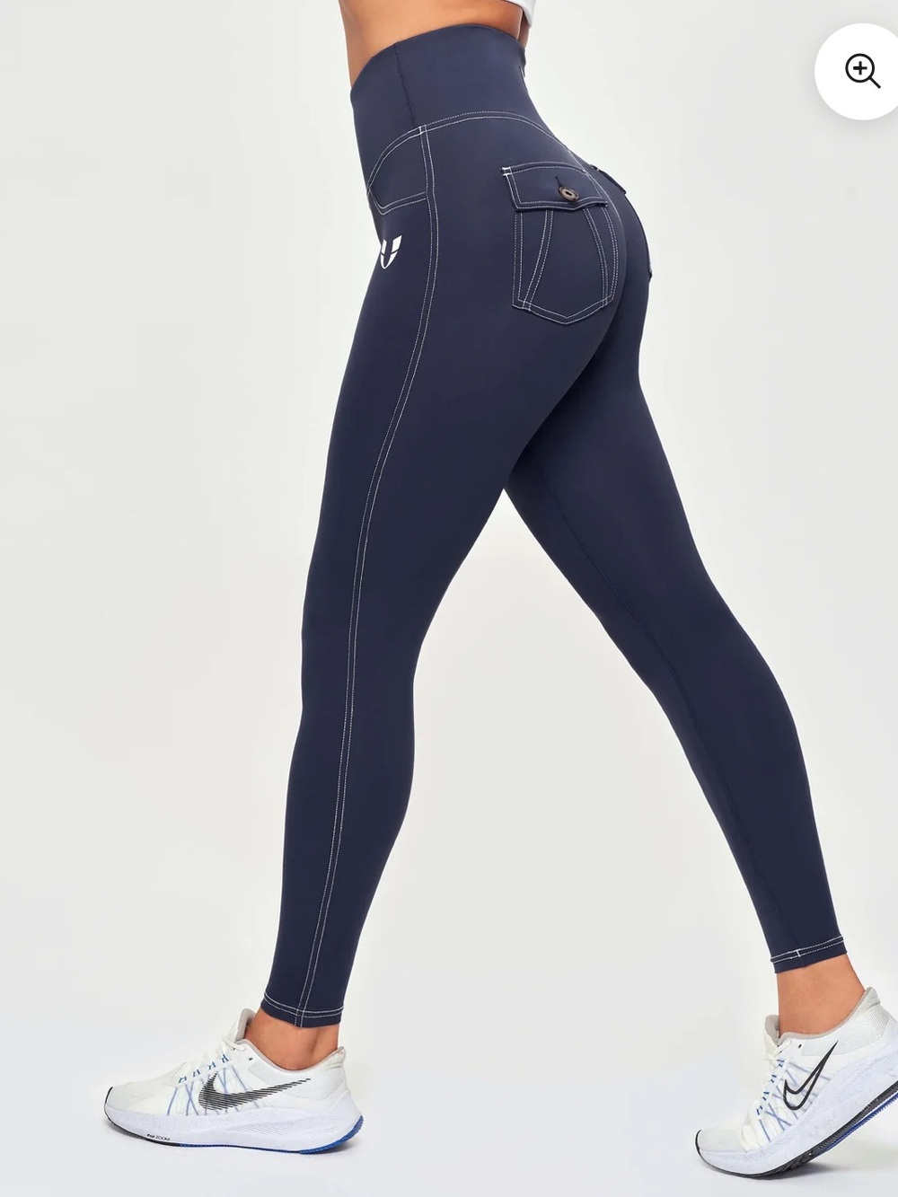 High-Rise Navy Women’s Jeggings with Faux Pocket Detail